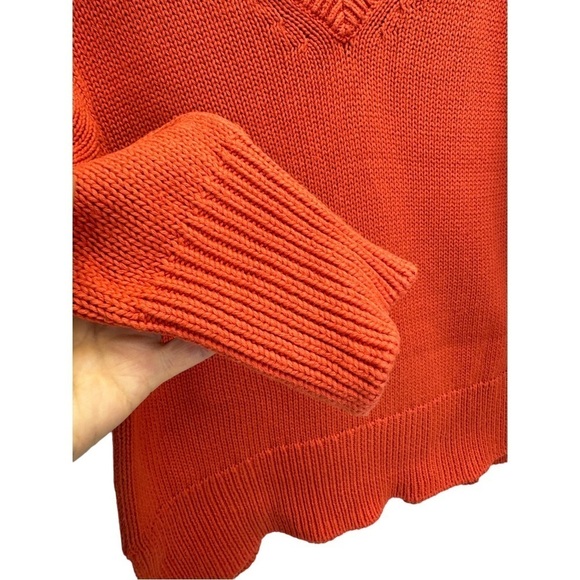 Workshop Republic Orange v-Neck Cotton Boxy Fit Sweater Size S - Picture 7 of 7